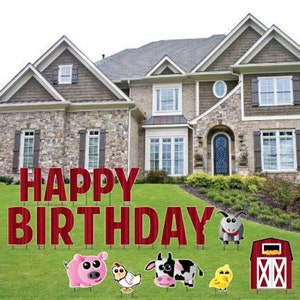 Happy Birthday + Barnyard Animals, 19pc Birthday Yard Card Lawn Sign Set
