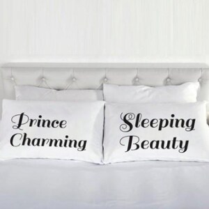 Sleeping Beauty and Prince Charming, His and Hers Pillowcases, Couple Pillow Cases