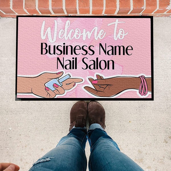 LARGE Custom Nail Salon Doormat | Welcome To + Custom Business Name, 24” x 36” or 36" x 60"