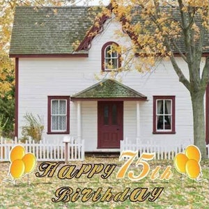 Happy 75th Birthday, 19pc Birthday Yard Art, Yard Card Lawn Sign Set