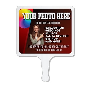 Custom Photo Fans | Plastic Hand Held Fans | Full Color Print, Waterproof Church Fans | One Sided, 10.5&quot; x 8&quot;