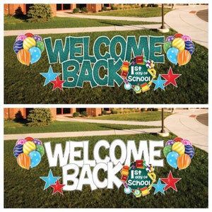 Welcome Back - 1st Day of School, 12pc First Day of School Yard Signs | Yard Card Rental Business