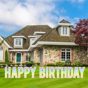Pastel Ombre Happy Birthday Yard Sign: Glitter Bebas Font, 13pc