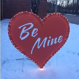 Be Mine, Light Up Heart Yard Card Lawn Sign