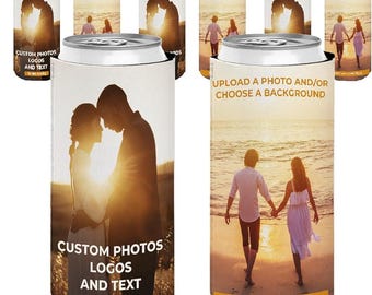 Custom Photo Slim Can Coolers: Personalized Wedding Favors