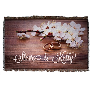 Personalized Wedding Throw Blanket With Custom Names, 35&quot; x 54&quot;