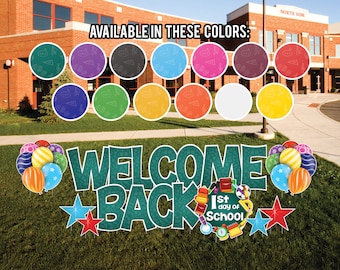 Welcome Back - 1st Day of School, 12pc First Day of School Yard Signs | Yard Card Rental Business