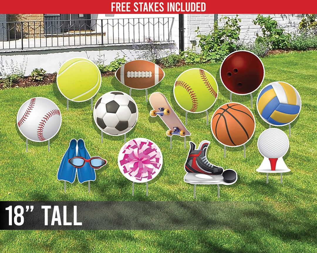Sports Theme Yard Card Decorations: 13pc Lawn Sign Set - Etsy