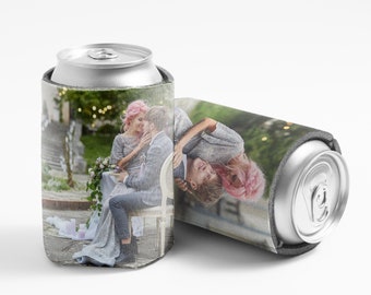 Custom Photo Can Coolers: Personalized Wedding Favors