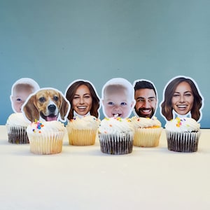 Custom Face cupcake topper, photo cupcake topper, birthday cupcake topper, funny cupcake toppers, personalized cupcake topper.