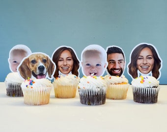 Custom Face cupcake topper, photo cupcake topper, birthday cupcake topper, funny cupcake toppers, personalized cupcake topper.