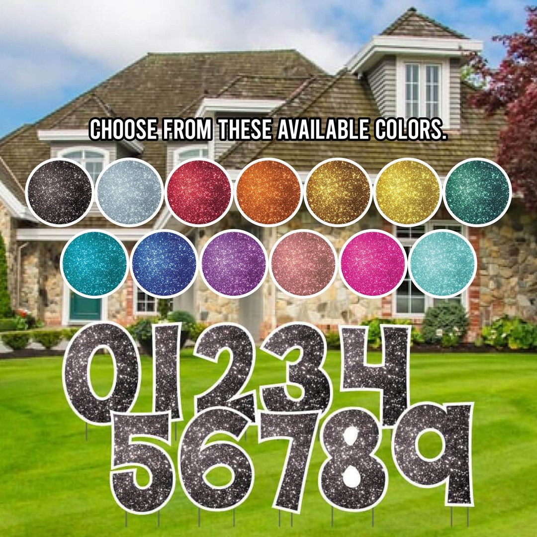 24 Sparkle Yard Sign Numbers 10pc Outdoor Lawn Decorations Etsy
