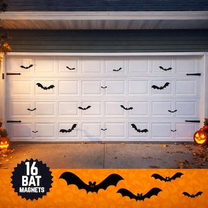 Black Magnetic Bats, 16pc Halloween Magnet Set, Outdoor Goth Halloween Garage Magnets