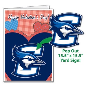 36" Jumbo Valentines Day Card: Creighton University with Envelope | Giant Greeting Card | Big Funny Card + Pop Out Yard Sign