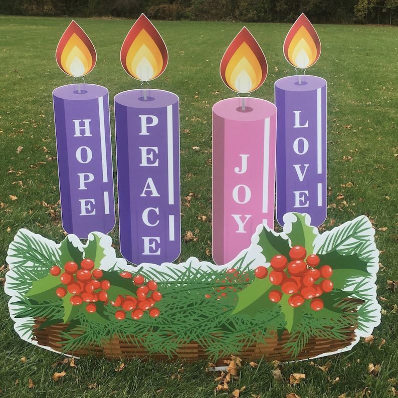 Advent Wreath Advent Candles 9pc Christmas Yard Art Yard Etsy