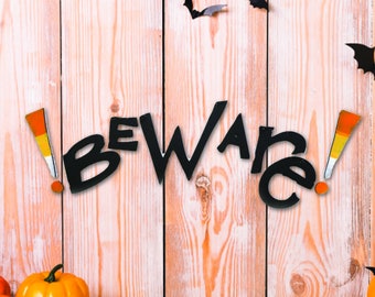 Beware!, Halloween Hand Painted Wall Art