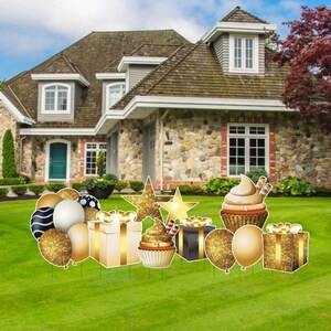 Gold Sparkle Accessories, 10pc Birthday Yard Card Lawn Sign Set