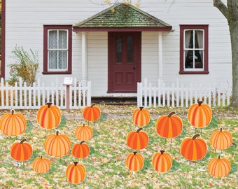 Color Your Own Jack O Lantern / Pumpkin Patch, 18pc Halloween Yard Art, Yard Card Lawn Sign Set