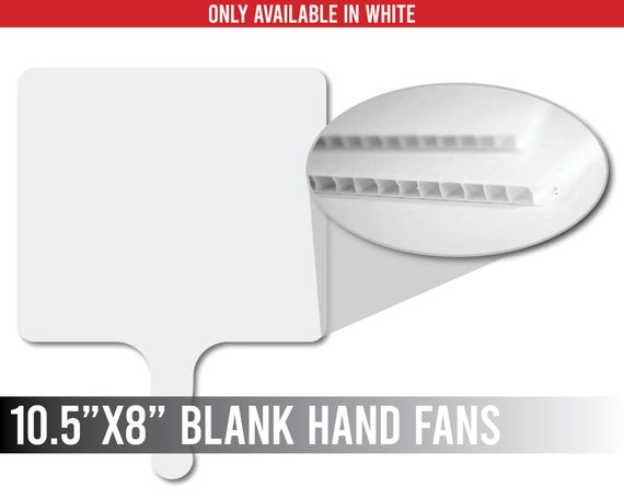 10.5" x 8" Blank Hand Fans | 4mm Corrugated Plastic | DIY Craft Supply