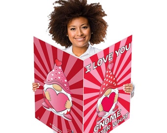 Jumbo Valentine's Day Card: I Love You Gnome, Personalized 36" Card