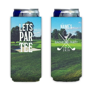 Enfriadores de latas personalizados para despedidas de soltero con temática de golf: fundas delgadas sublimadas