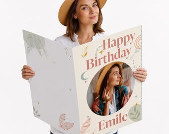 Jumbo Boho Birthday Card: Custom Photo & Message (36")