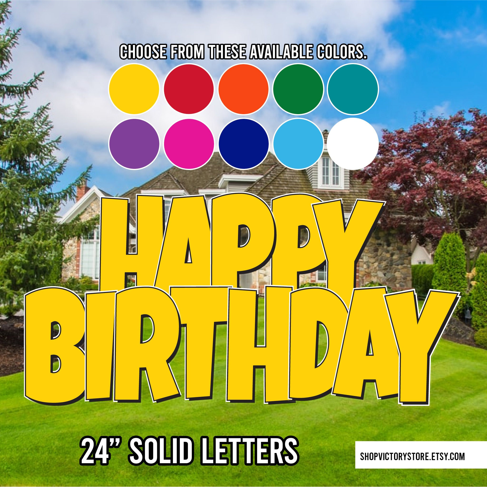 24 Happy Birthday Quick Set Yard Sign Letters 5pc - Etsy