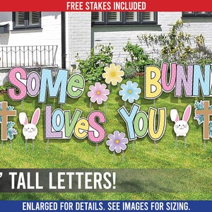 18&quot; Some Bunny Loves You Yard Card, 14pc Easter Yard Sign Decorations