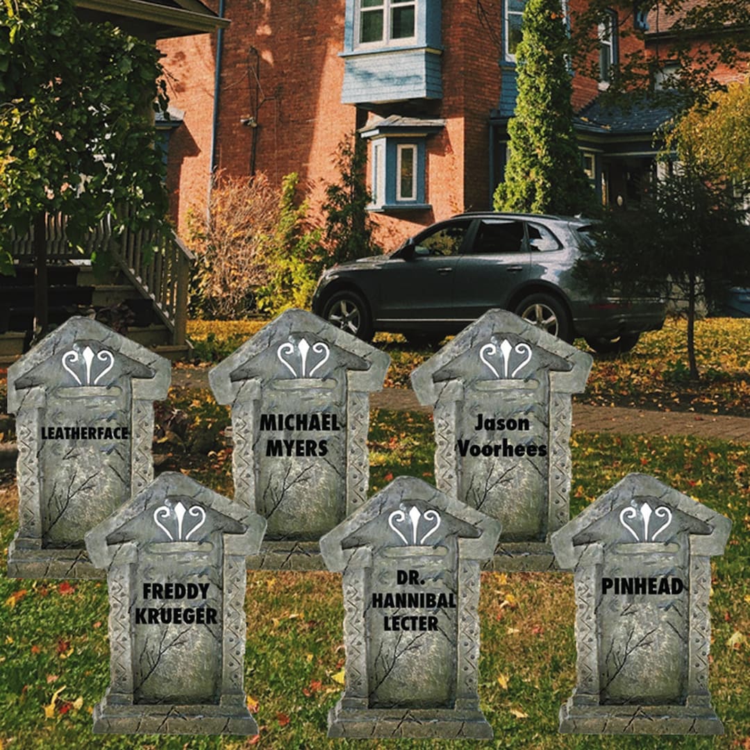 Serial Killer Tombstones, 6pc Halloween Yard Art, Yard Card Lawn Sign ...