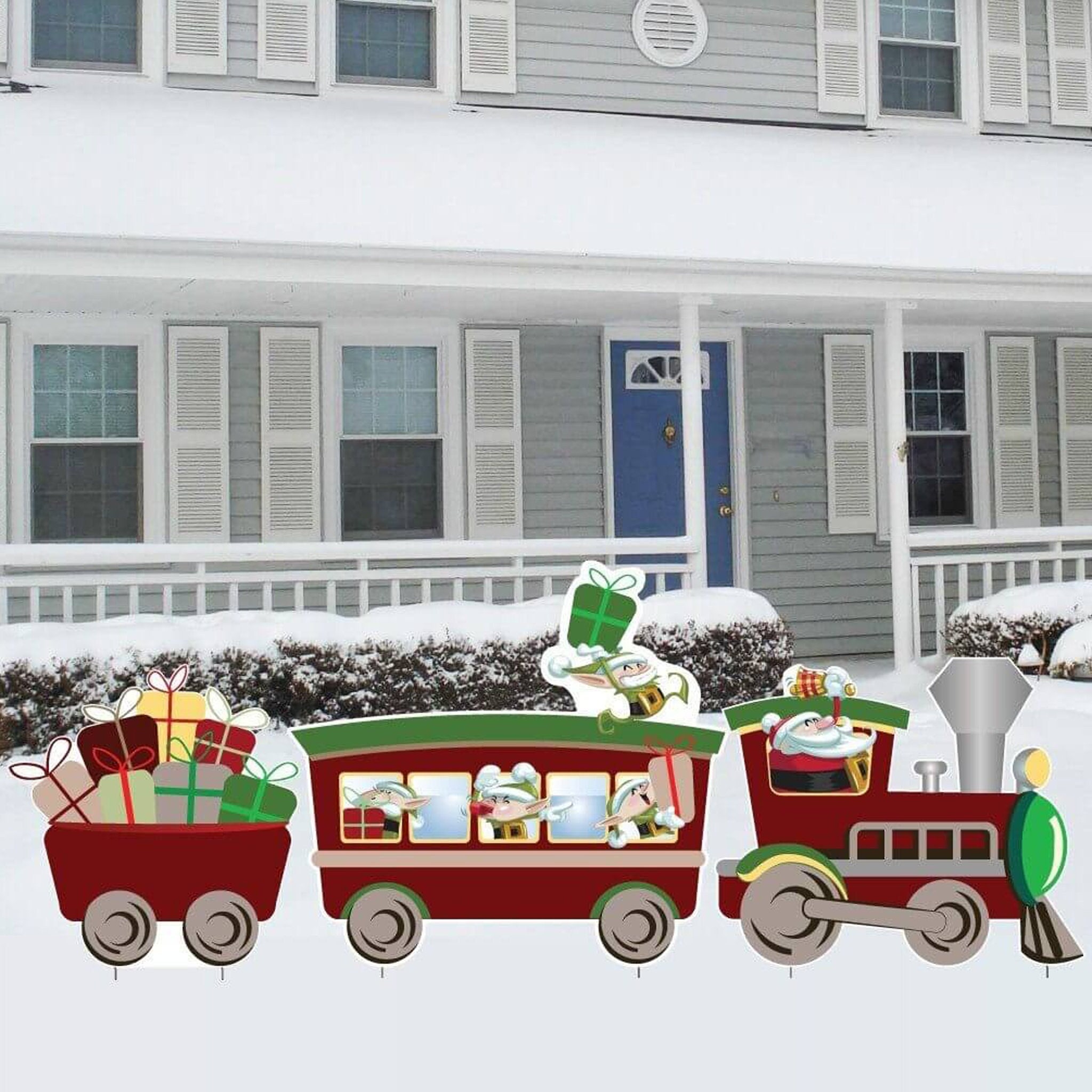 Christmas Train With Santa & Elves 3pc Christmas Yard Art Etsy