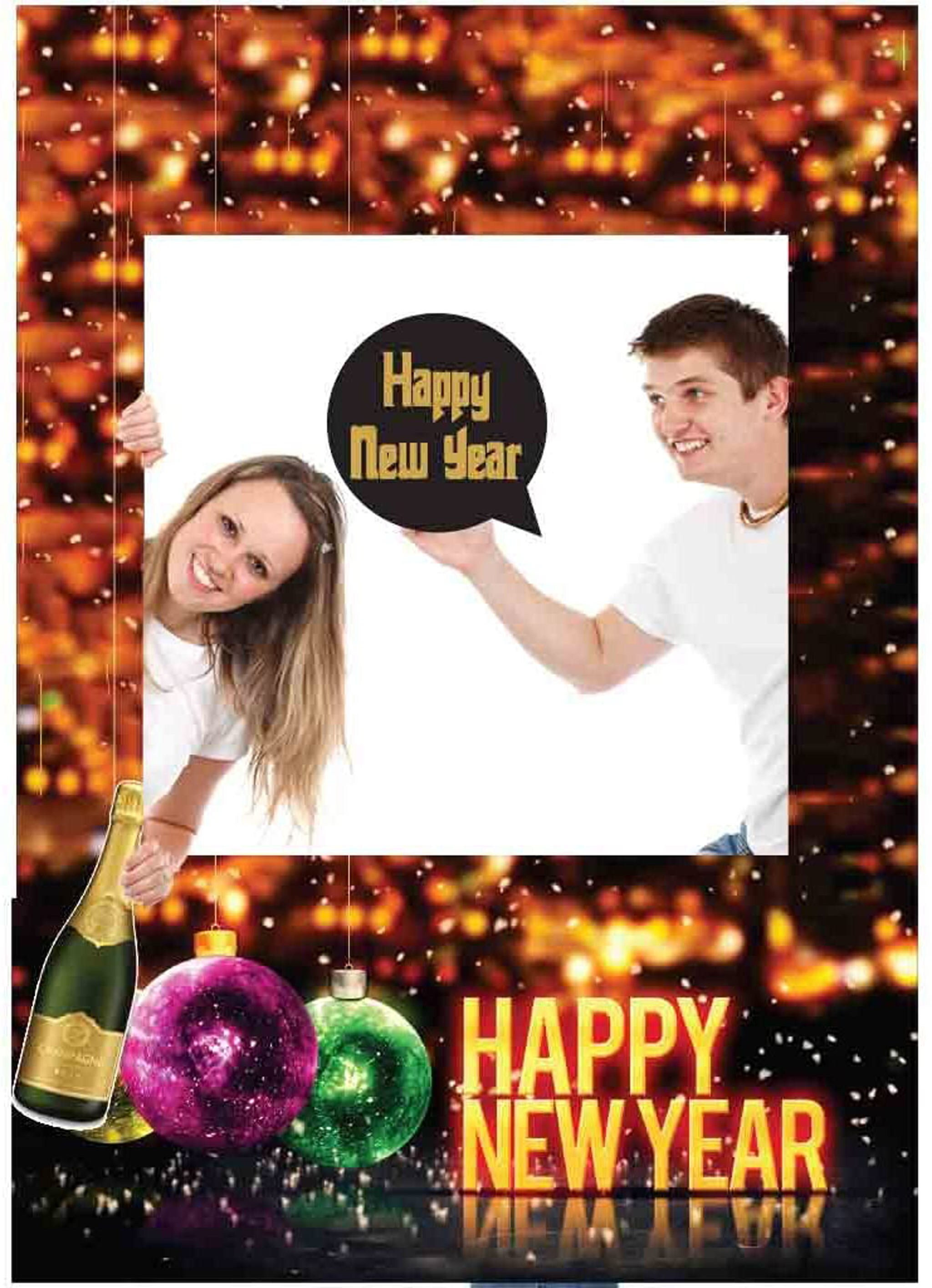 Cadre gonflable Bonne année or noir - Deco photobooth
