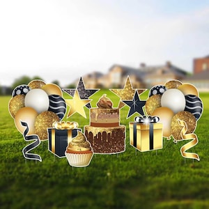 Gold Sparkle Flair Accessories, 12pc Birthday Yard Card Lawn Sign Set