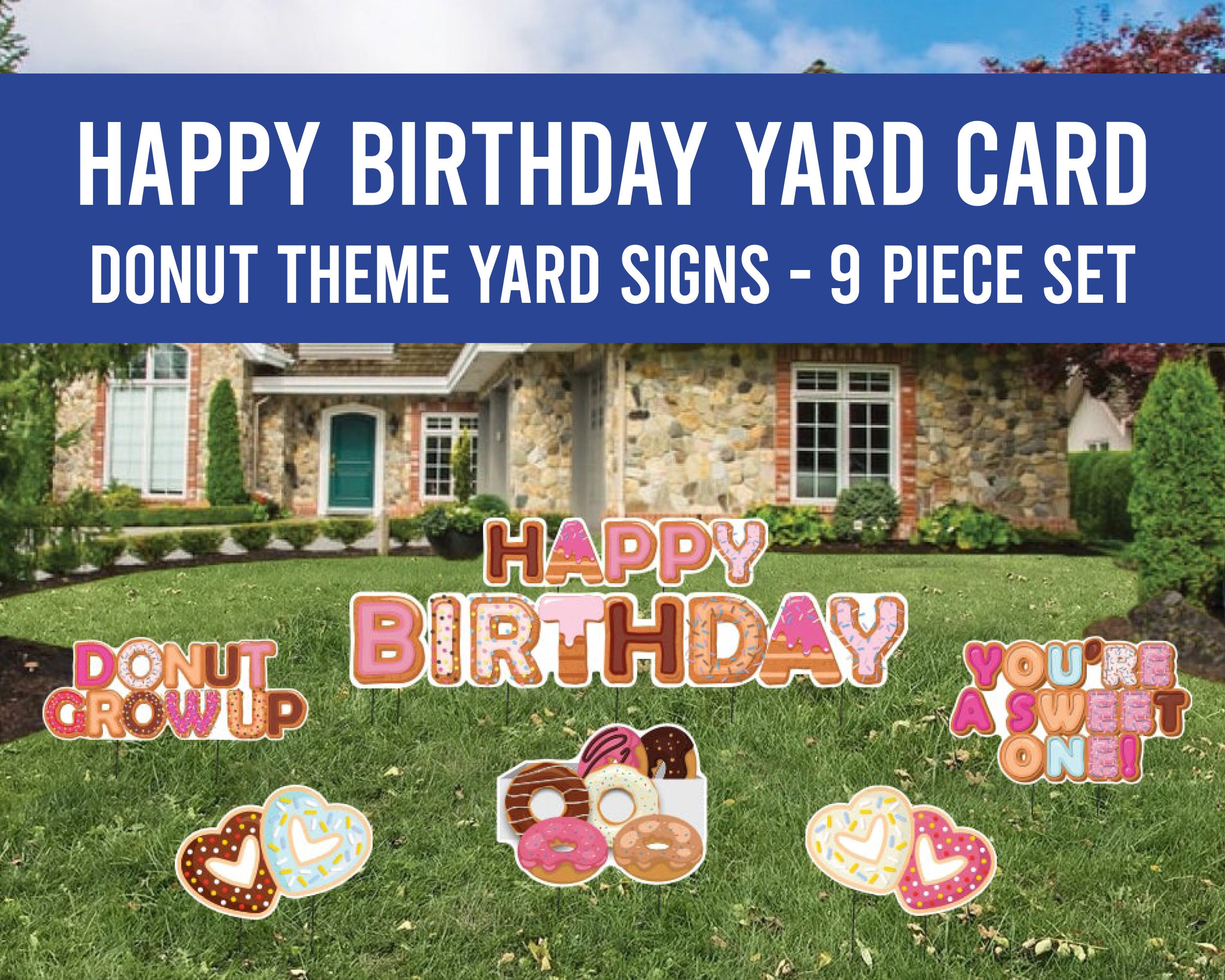 13 Donut Theme Happy Birthday Yard Sign Letters 9pc - Etsy