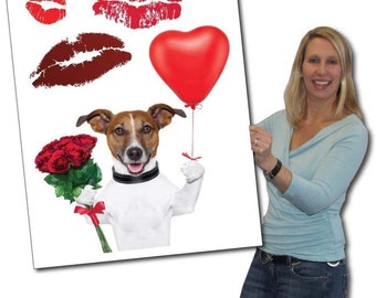 36" Jumbo Valentines Day Card: Puppy Kisses with Envelope | Giant Greeting Card | Big Funny Card