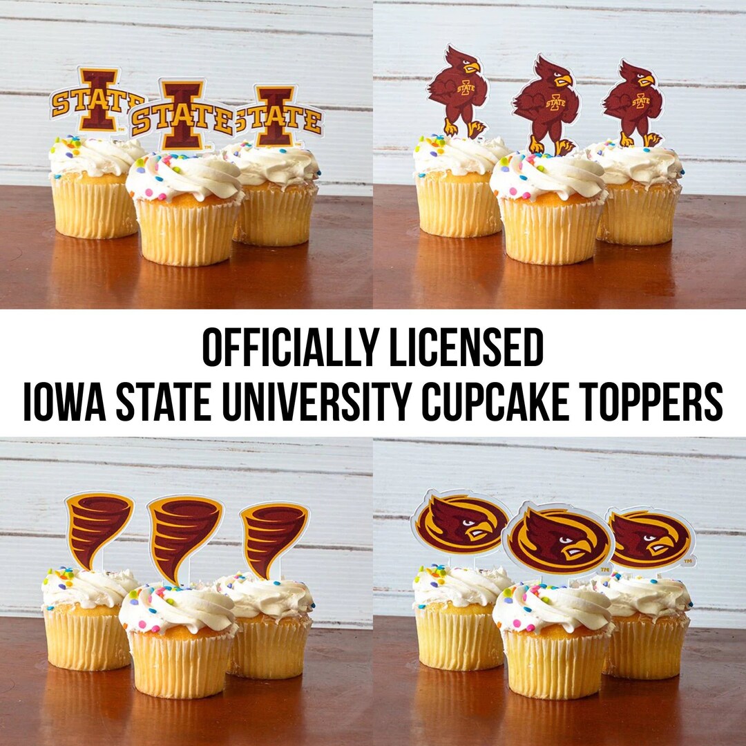 Iowa State University Cupcake Toppers, Plastic Cupcake Topper Sticks
