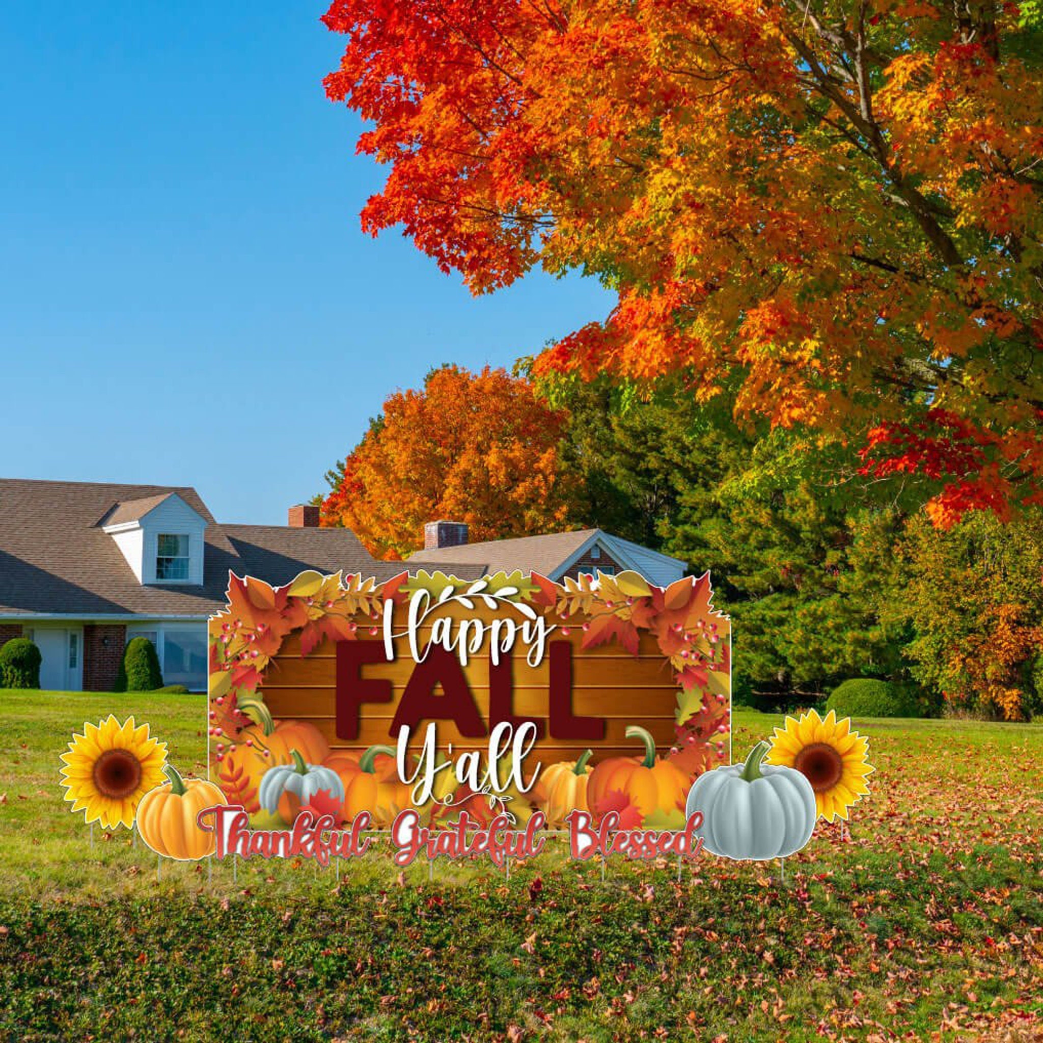 Oversized Happy Fall Y'all Yard Card Display | 8pc Autumn Yard Signs ...
