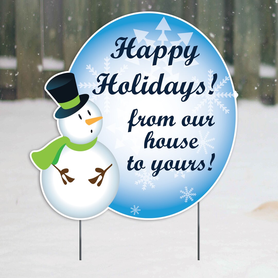 Weihnachtskarte „From Our House To Yours“ – Luxus Schneemann-Design, 15x20 Cm, Mit Goldfolie