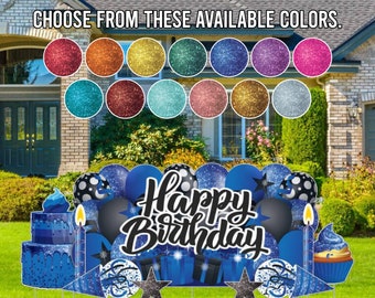 Oversized Happy Birthday Yard Sign Display | 9pc Birthday Party Yard Art | Yard Card Rental Business