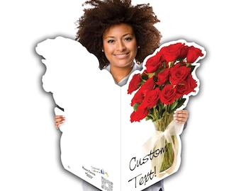 Jumbo Valentine's Card: 36" Die-Cut Roses Vase, Funny Big Greeting Card