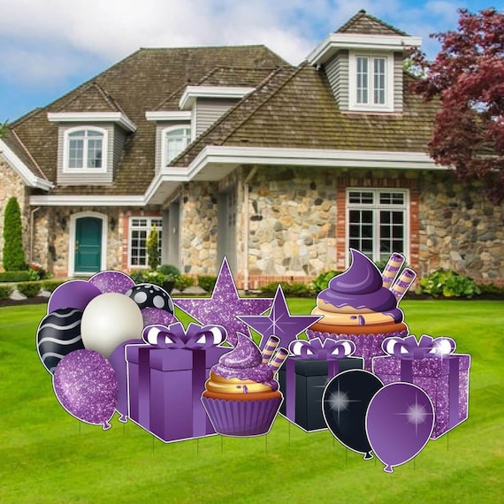 Purple Sparkle Accessories, 10pc Birthday Yard Card Lawn Sign Set