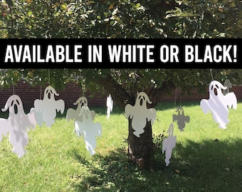 Scary Hanging Ghosts, 13pc Halloween Yard Art, Yard Card Lawn Sign Set