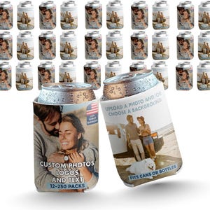 Custom Photo Can Coolers – Personalized Wedding, Birthday & Family Party Favors