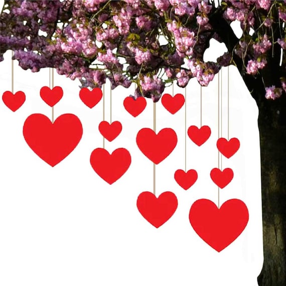 Valentine S Lawn Decorations Hanging Hearts Set Of 15 Etsy