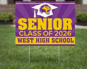Custom Senior Graduation Yard Sign 18x24 Double-Sided Includes Stakes