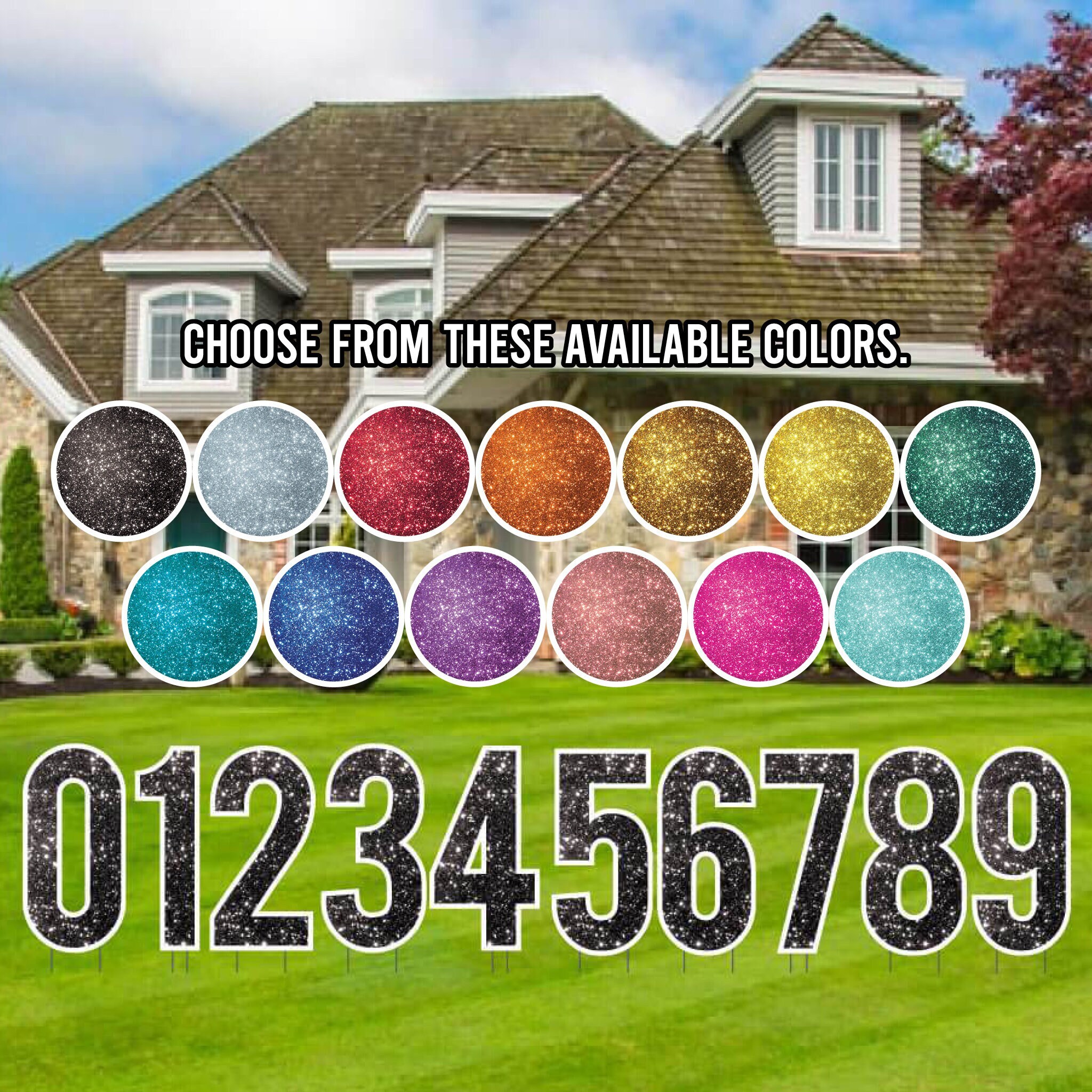 24 Sparkle Yard Sign Numbers 10pc Outdoor Lawn Decorations Etsy