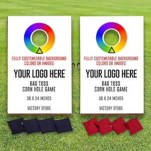 Custom Logo Cornhole Boards, 24&quot; x 36&quot; Bean Bag Toss Yard Game Set