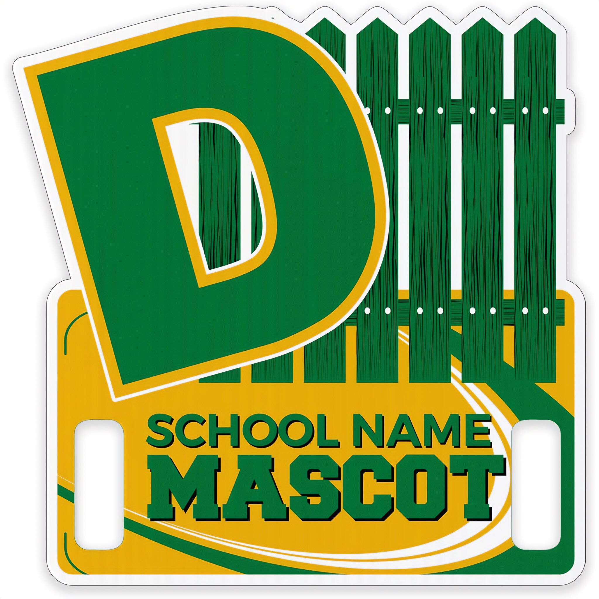 22" Custom D Fence Sign Cutout Spirt Cheer Words for Football | Custom School Name, Mascot Name, and Colors | Cheerleading School Spirit