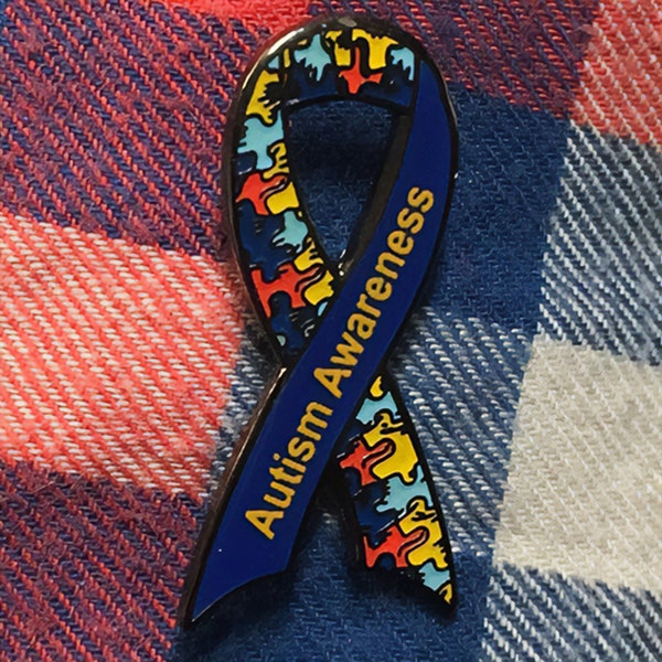 Autism Awareness Ribbon Puzzle Piece Enamel Lapel Pin