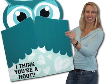 48" Die Cut Jumbo Valentines Day Card: I Think You're A Hoot! with Envelope | Giant Greeting Card | Big Funny Card