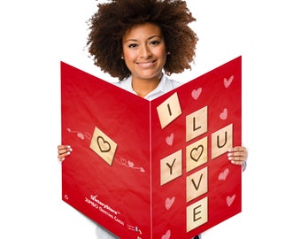 Jumbo Valentine's Day Card: I Love You Letter Tiles, 3-Foot Greeting Card